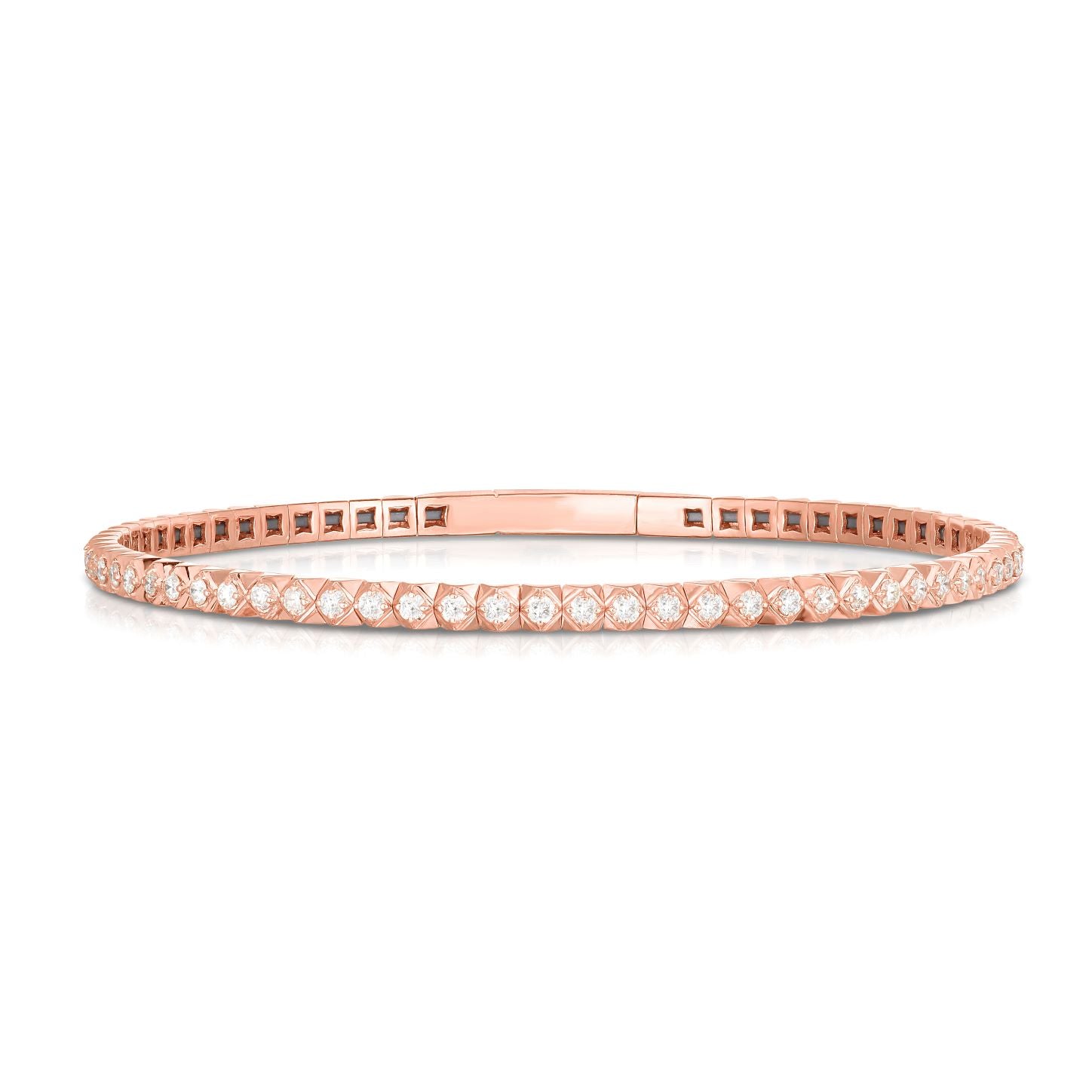 Flexible Bangle Bracelet - 14K Rose Gold with Diamonds