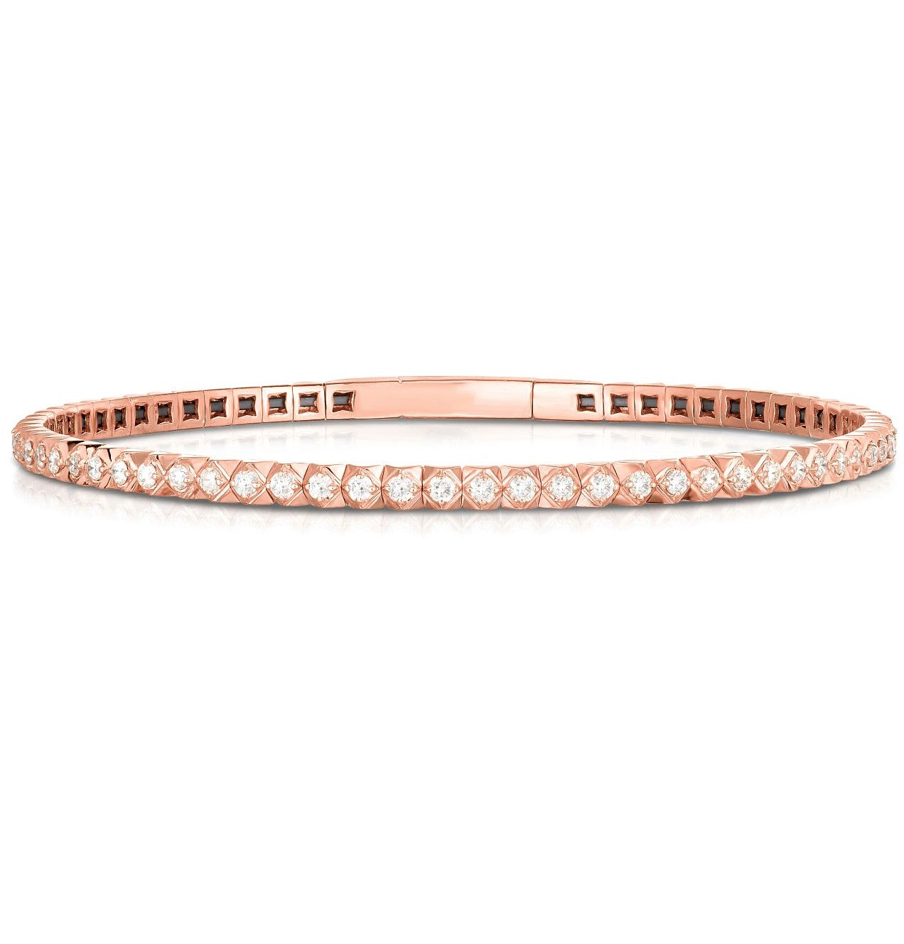 TJA | Flexible Bangle Bracelet - 14K Rose Gold with Diamonds