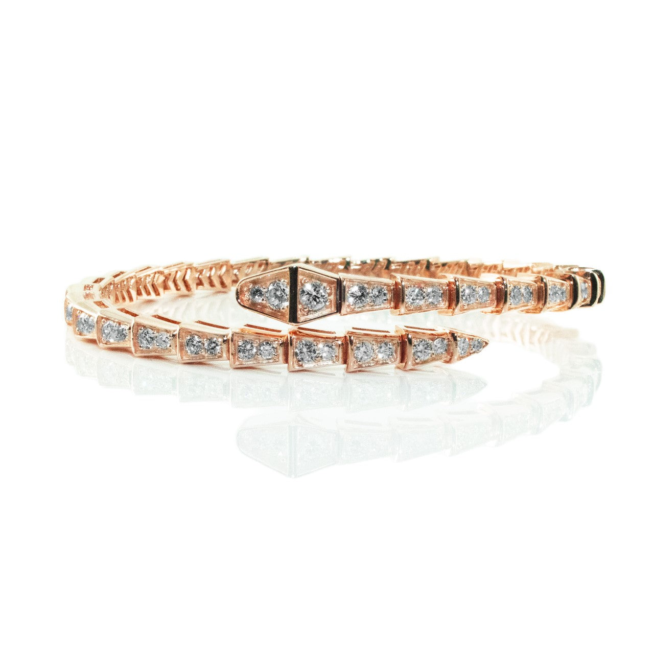 Fashion Snake Bangle - 14K Rose Gold with Diamonds | The Jewelry Addict