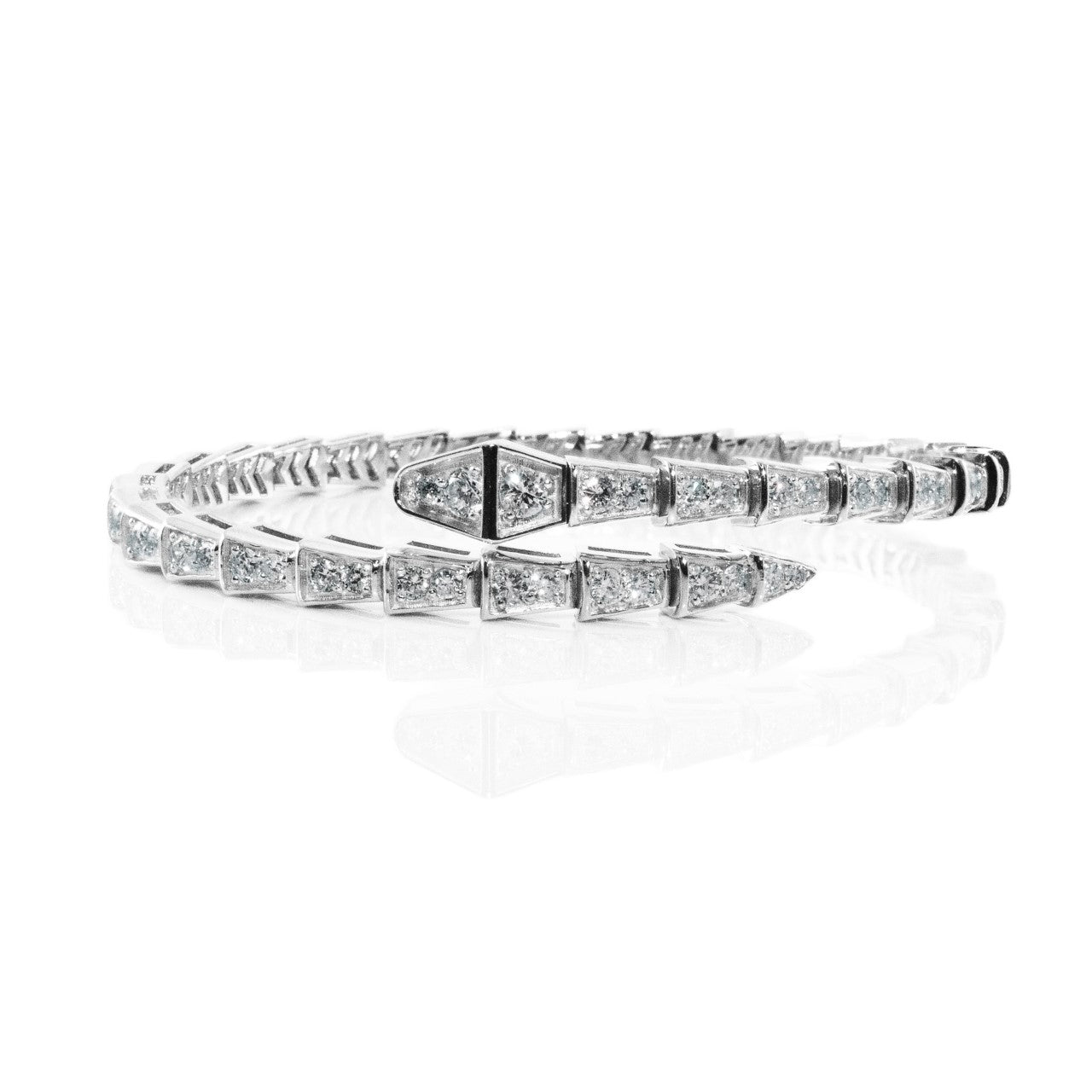 Fashion Snake Bangle - 14K White Gold with Diamonds | The Jewelry Addict