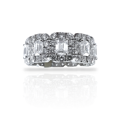 4.5ct in 14K White Gold Emerald Cut Diamond Halo Ring - The Jewelry Addict