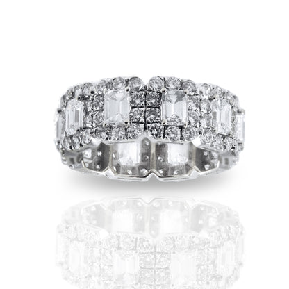 Emerald Cut Diamond Halo Ring - 4.5ct in 14K White Gold by The Jewelry Addict