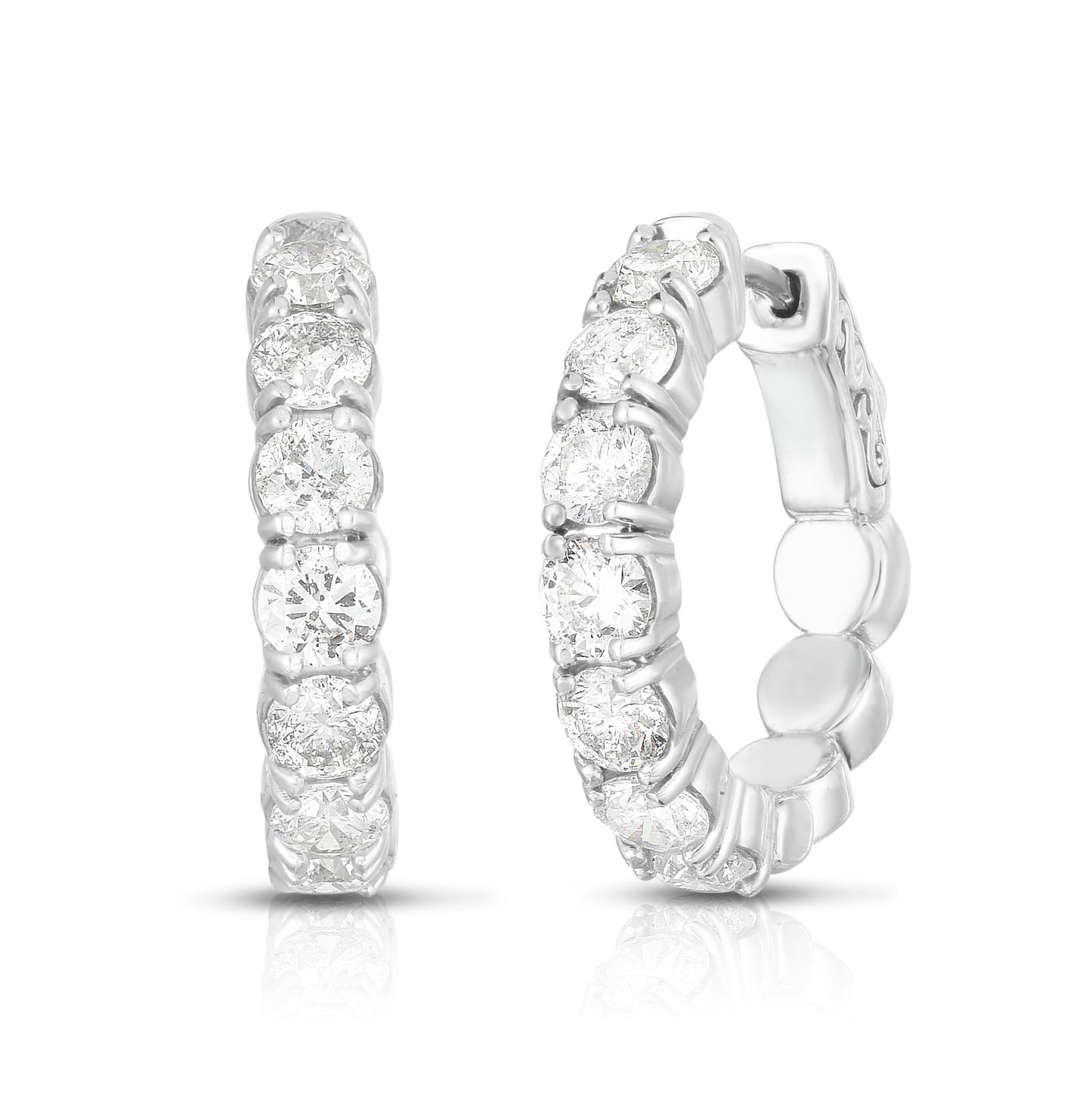 The Jewelry Addict | Huggie Earrings - 14K White Gold with Diamonds 