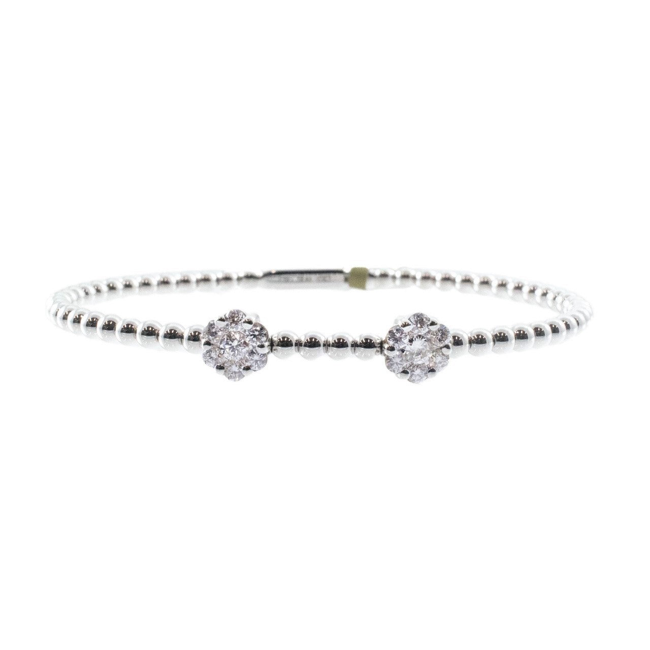 Italian Double Cluster Bangle - Diamonds in 18K White Gold | The Jewelry Addict