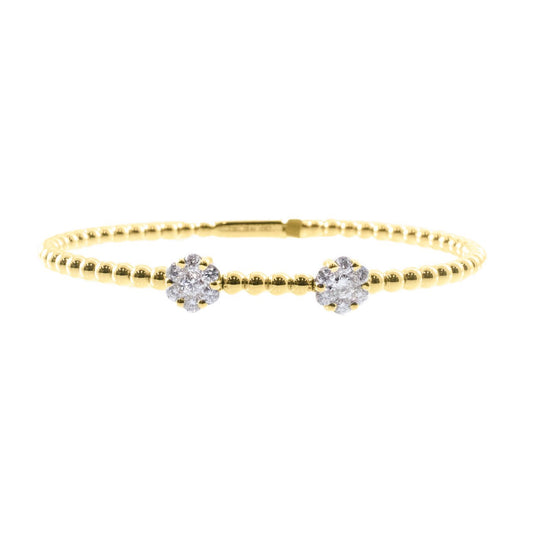 Italian Double Cluster Bangle - Diamonds in 18K Yellow Gold | The Jewelry Addict