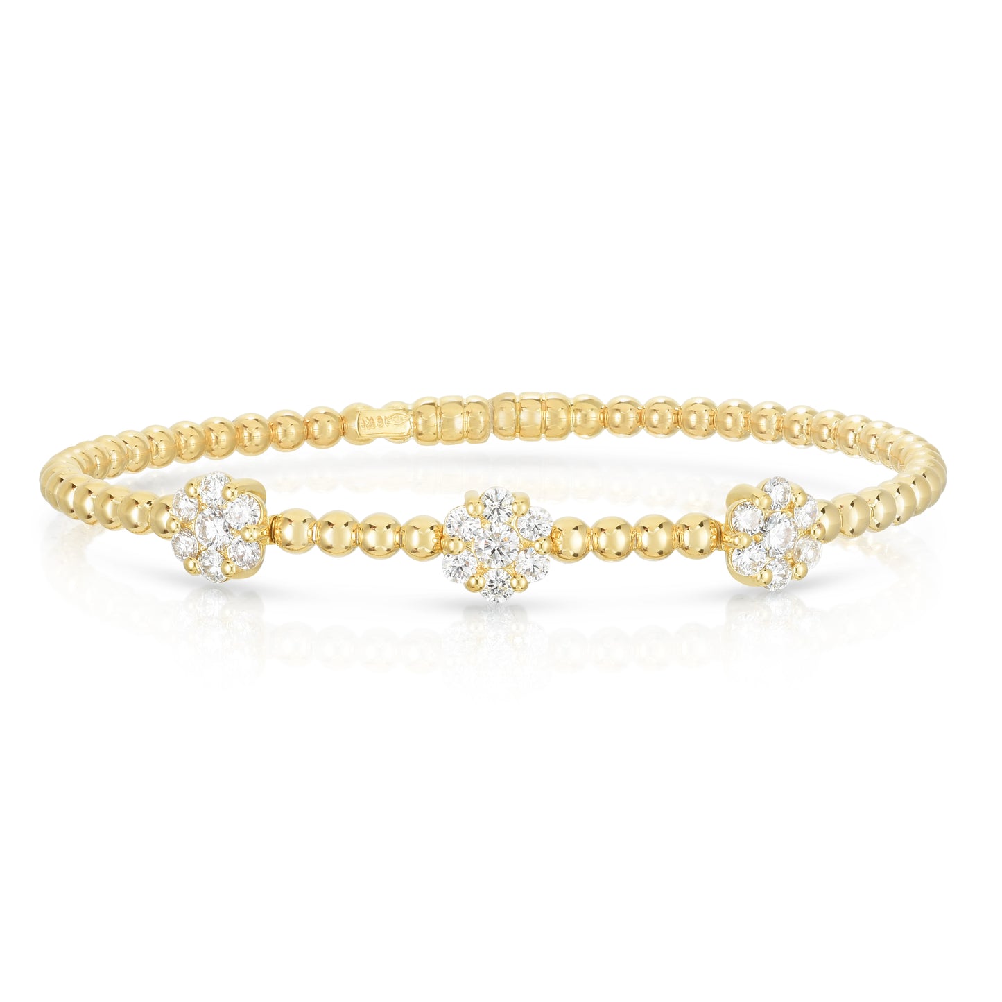 Handcrafted Triple Cluster Bangle - 1ct Diamonds in 18K Yellow Gold | The Jewelry Addict