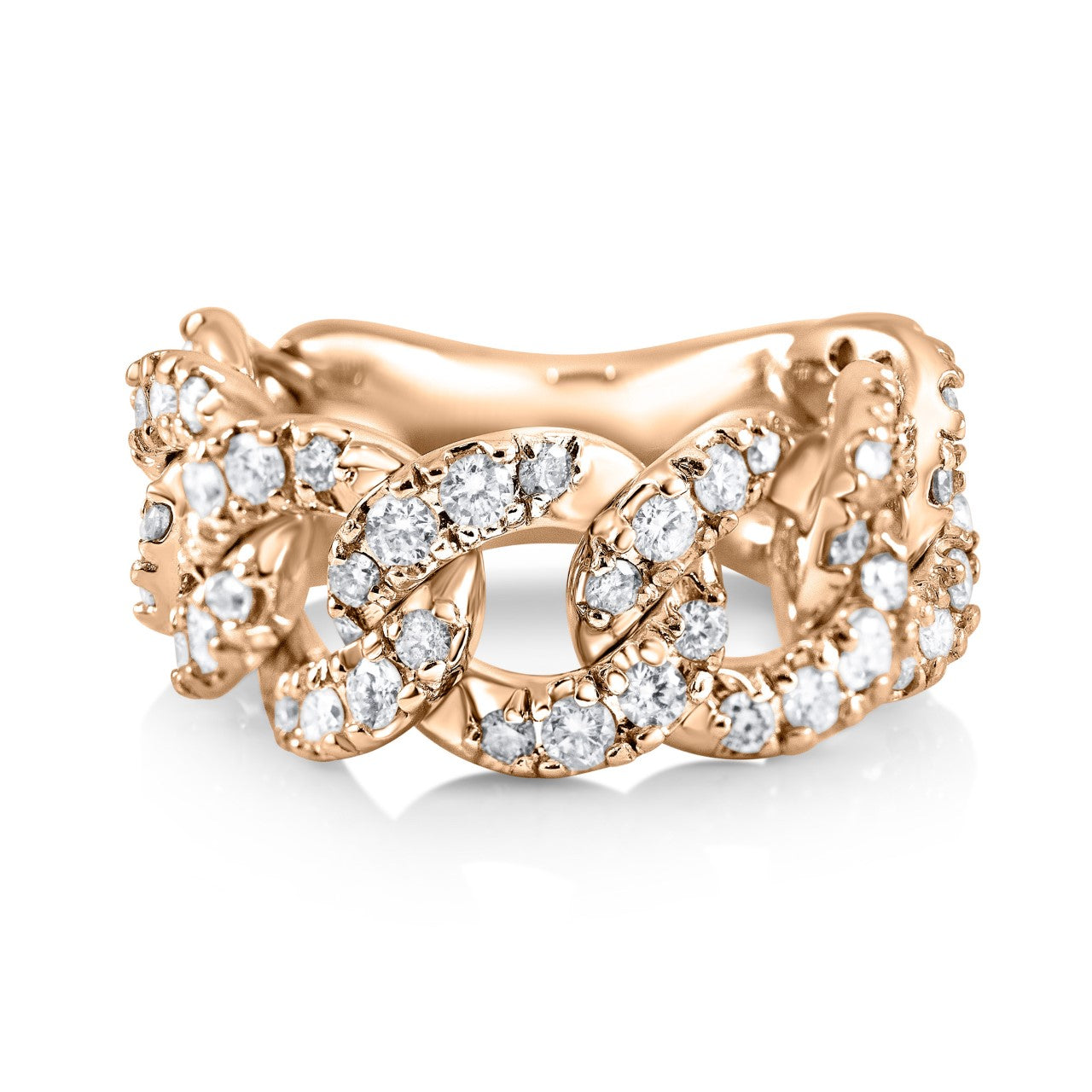 Handcrafted Italian Cuban Ring - 18K Rose Gold with 1ct Diamonds | The Jewelry Addict