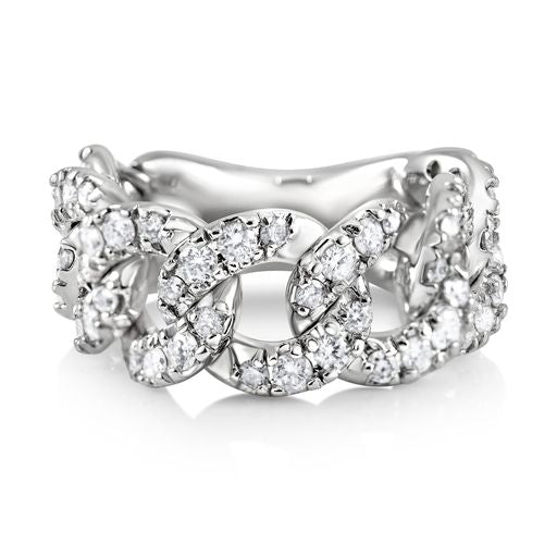 Handcrafted Italian Cuban Ring - 18K White Gold with 1ct Diamonds | The Jewelry Addict