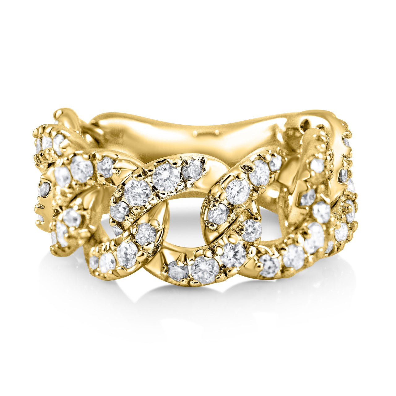 Handcrafted Italian Cuban Ring - 18K Yellow Gold with 1ct Diamonds | The Jewelry Addict