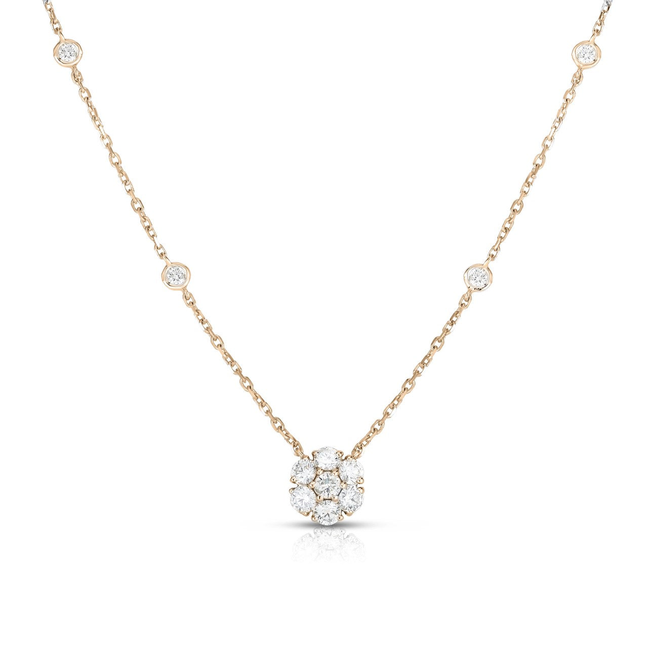 Cluster Pendant Necklace - 14K Yellow Gold with Floral Diamond Design | The Jewelry Addict