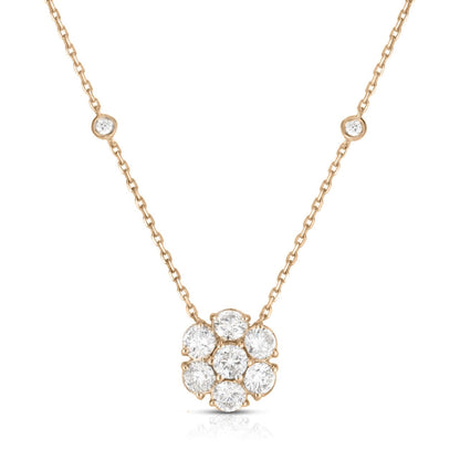 Cluster Pendant Necklace - 14K Gold with Diamonds, 16"