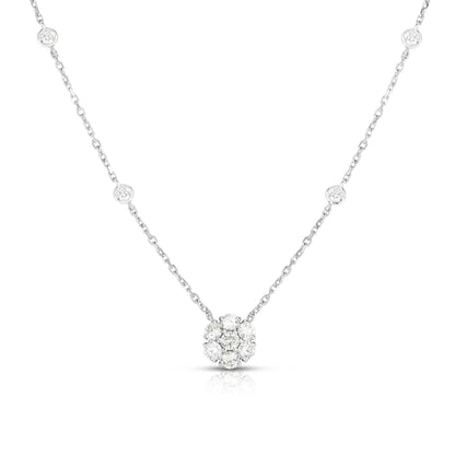 Cluster Pendant Necklace - 14K White Gold with Floral Diamond Design | TJA