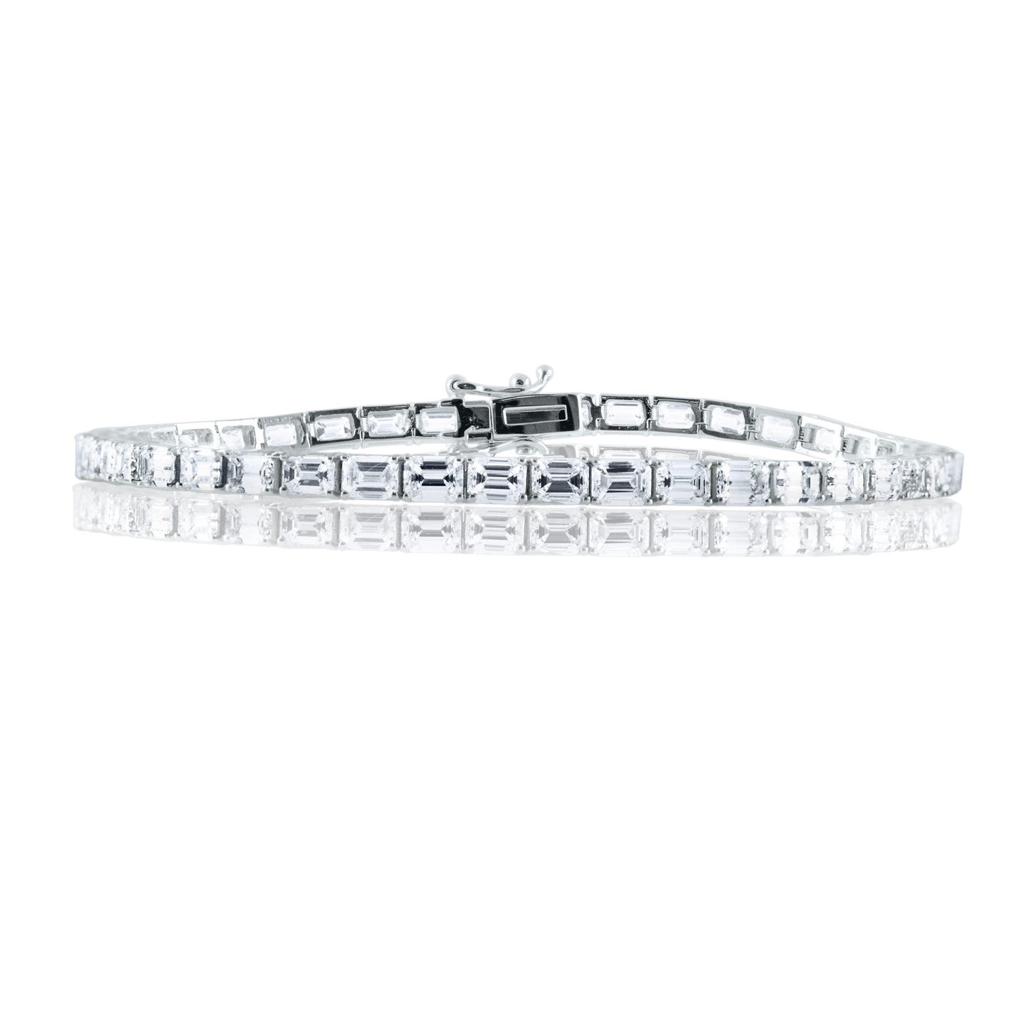 The Jewelry Addict | Emerald Cut Tennis Bracelet East to West - 18K White Gold