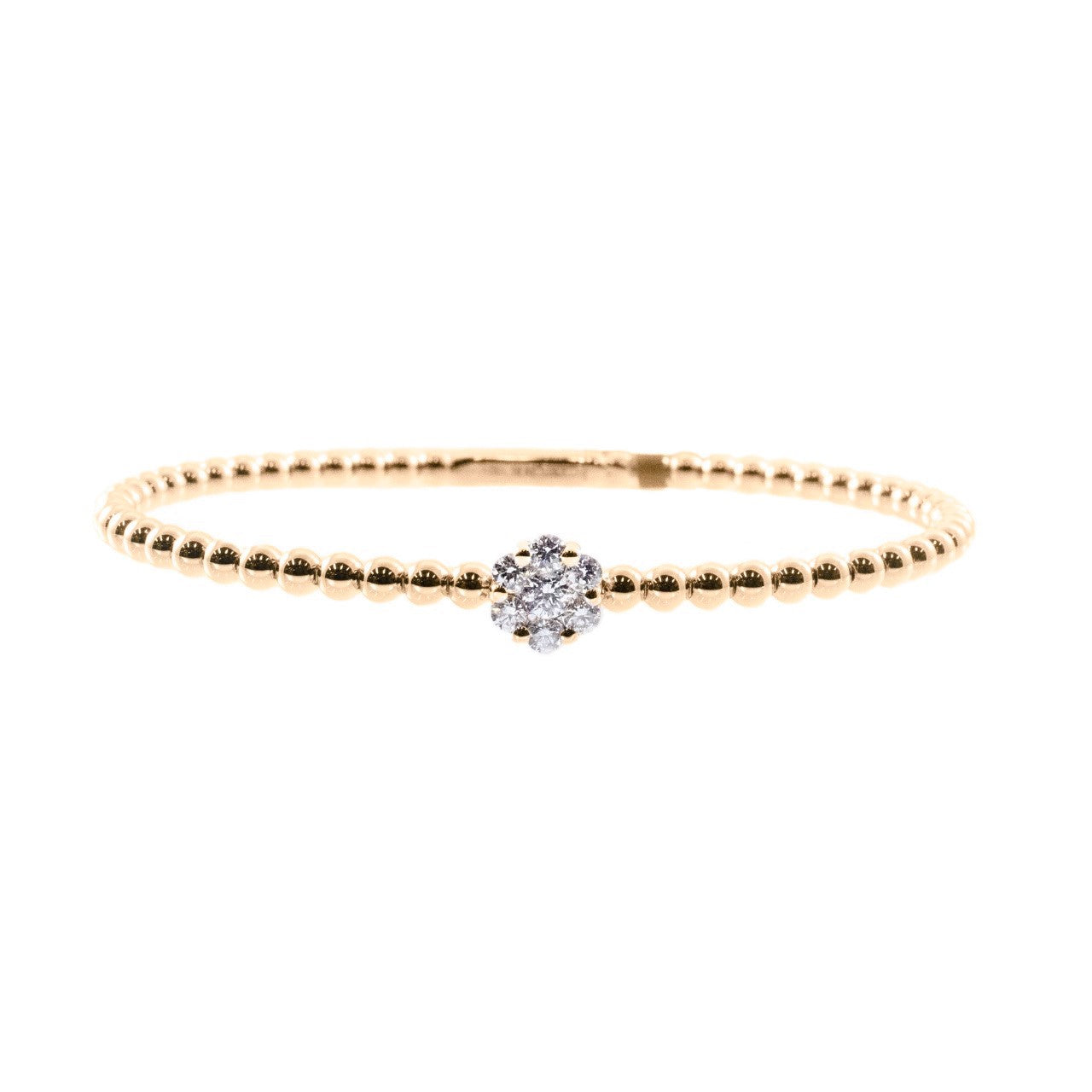 Italian Single Cluster Bangle - Diamonds in 18K Rose Gold | The Jewelry Addict