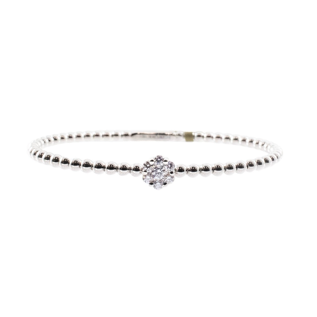 Italian Single Cluster Bangle - Diamonds in 18K White Gold | The Jewelry Addict