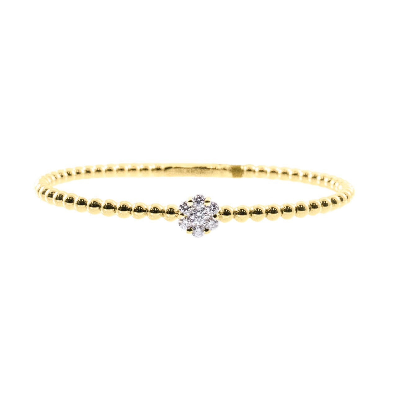 Italian Single Cluster Bangle - Diamonds in 18K Yellow Gold | The Jewelry Addict