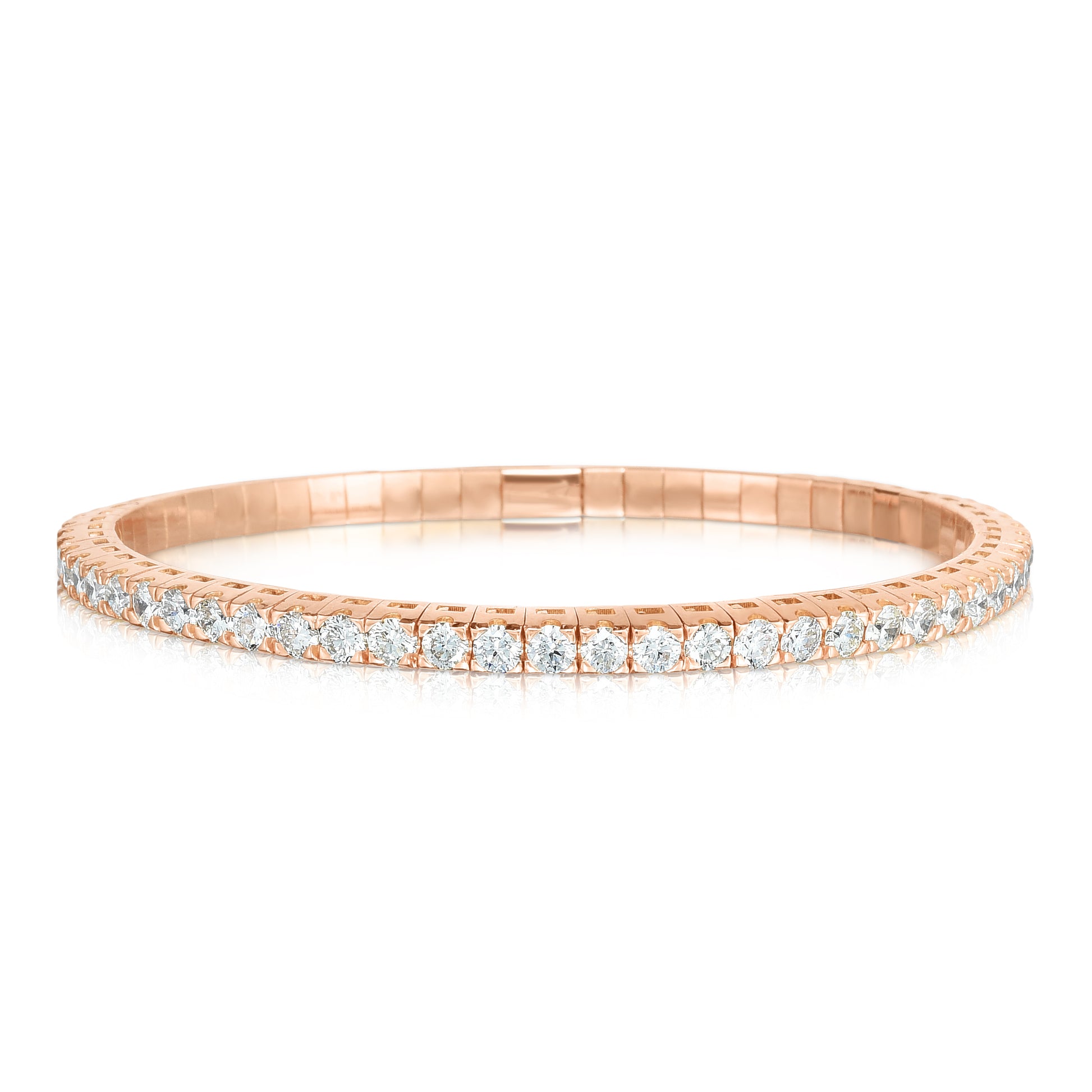 Handcrafted Italian Stretch Bracelet - 18K Rose Gold with Round Diamonds | The Jewelry Addict