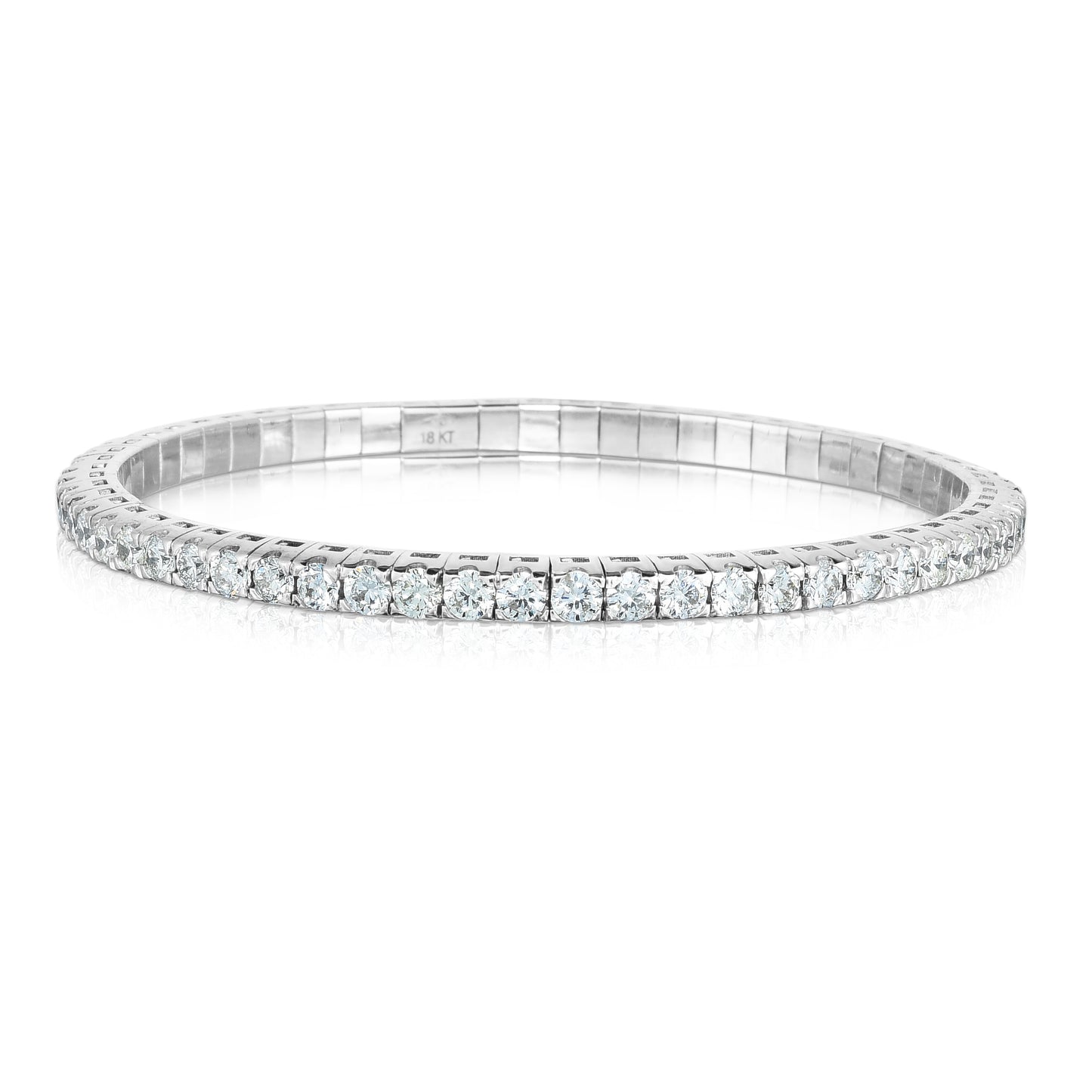 Handcrafted Italian Stretch Bracelet - 18K White Gold with Round Diamonds | The Jewelry Addict