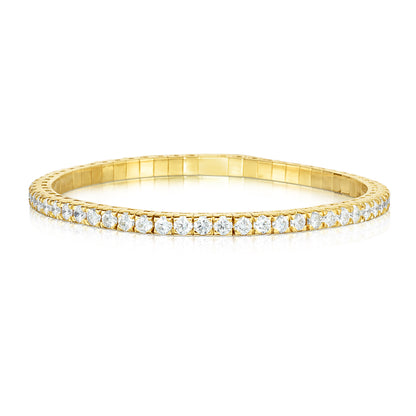 Handcrafted Italian Stretch Bracelet - 18K Yellow Gold with Round Diamonds | The Jewelry Addict