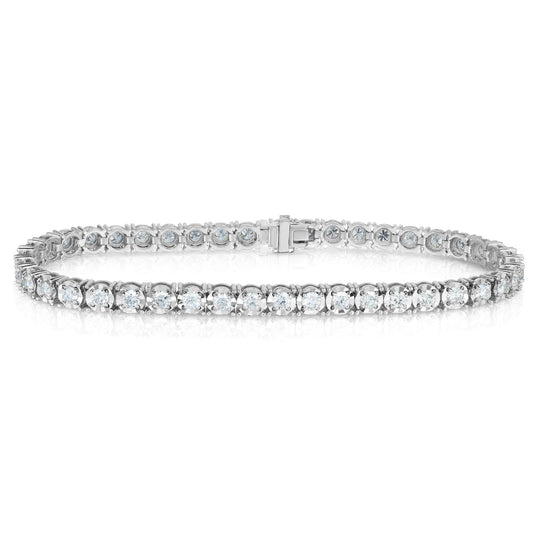 2ct Diamond Cut Illusion Tennis Bracelet - 14K White Gold by The Jewelry Addict