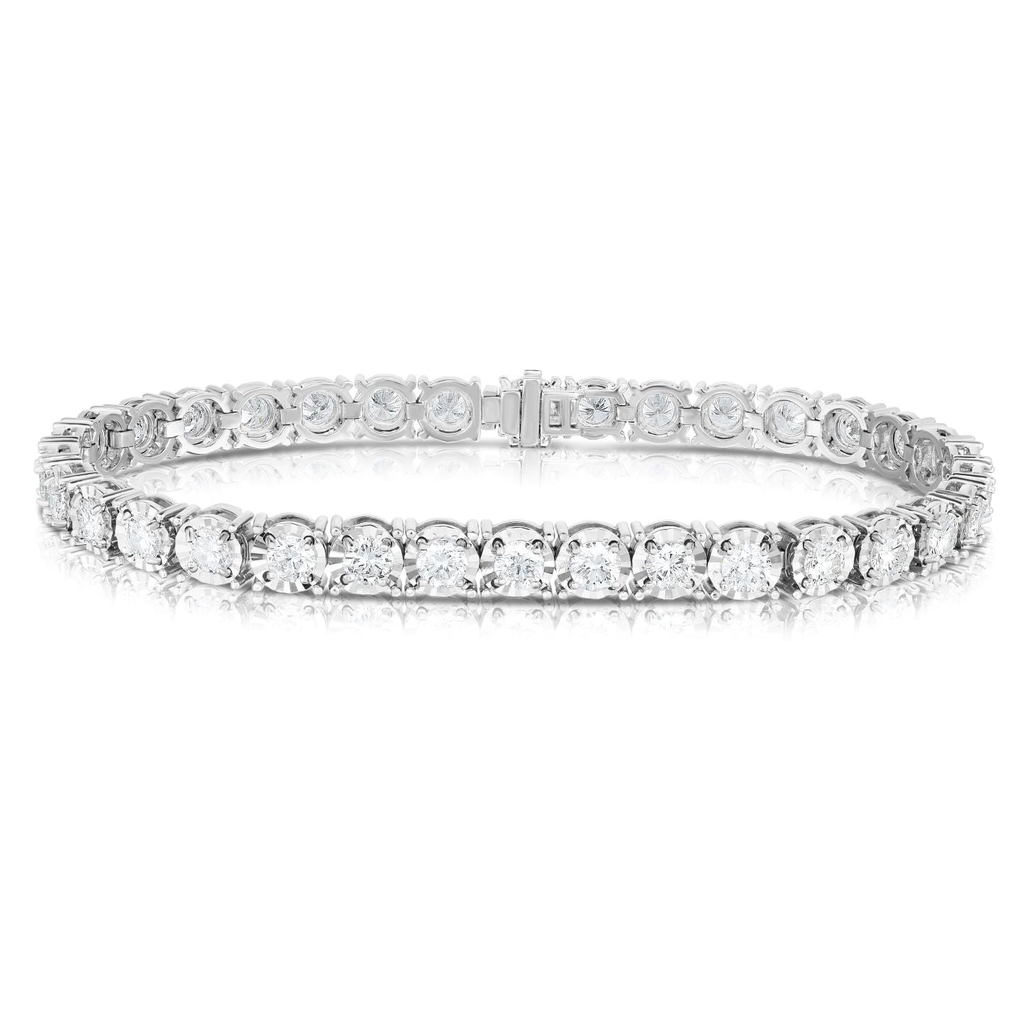 3ct Diamond Cut Illusion Tennis Bracelet - 14K White Gold by The Jewelry Addict