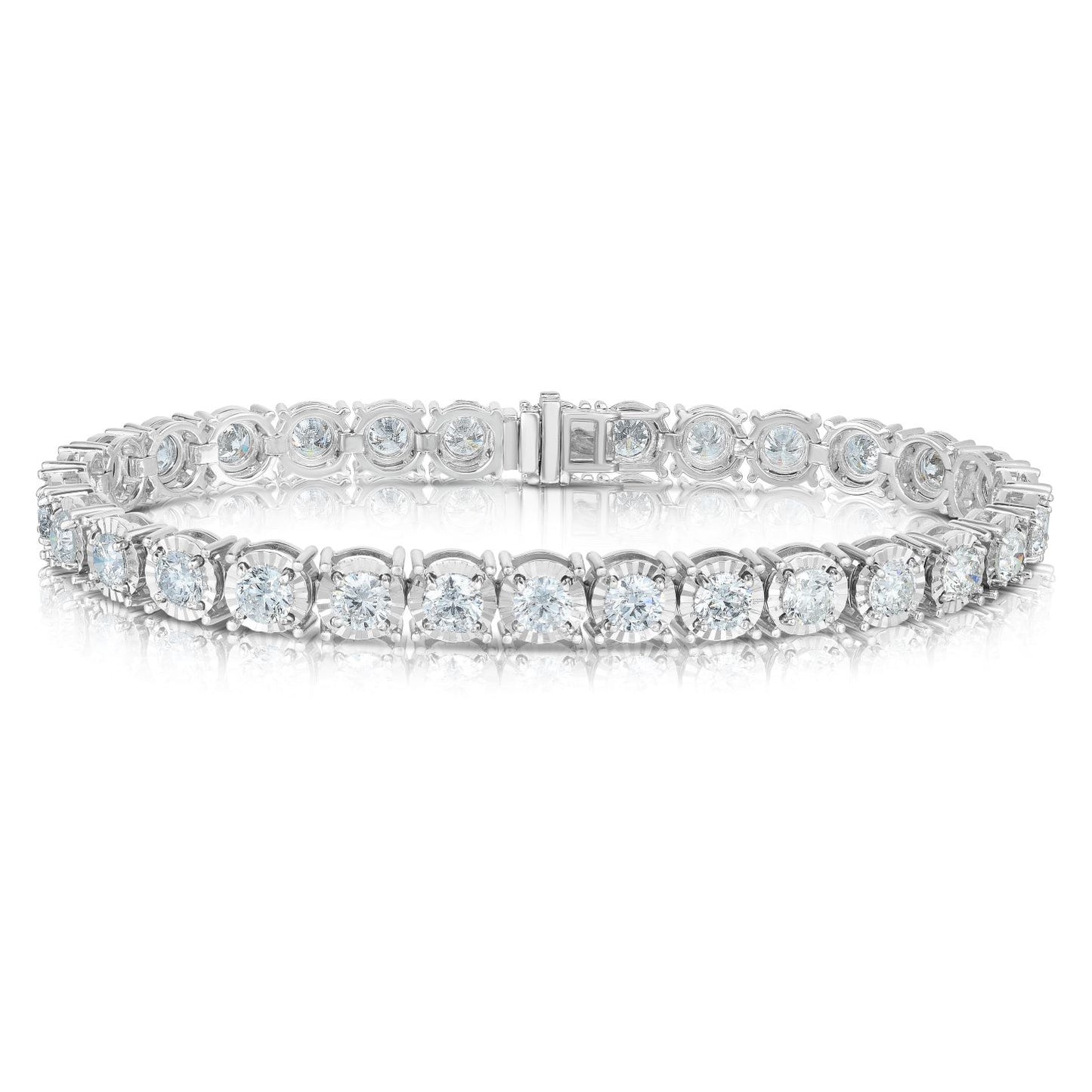 4ct Diamond Cut Illusion Tennis Bracelet - 14K White Gold by The Jewelry Addict