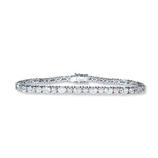 Mixed Shape Oval Tennis Bracelet - 5ct Diamonds in 14K White Gold | The Jewelry Addict