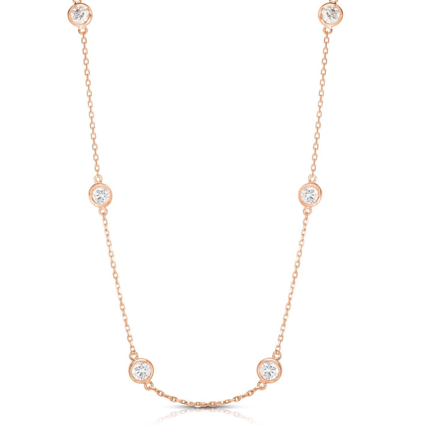 Diamond By The Yard Necklace - 14K Rose Gold with Diamonds by The Jewelry Addict