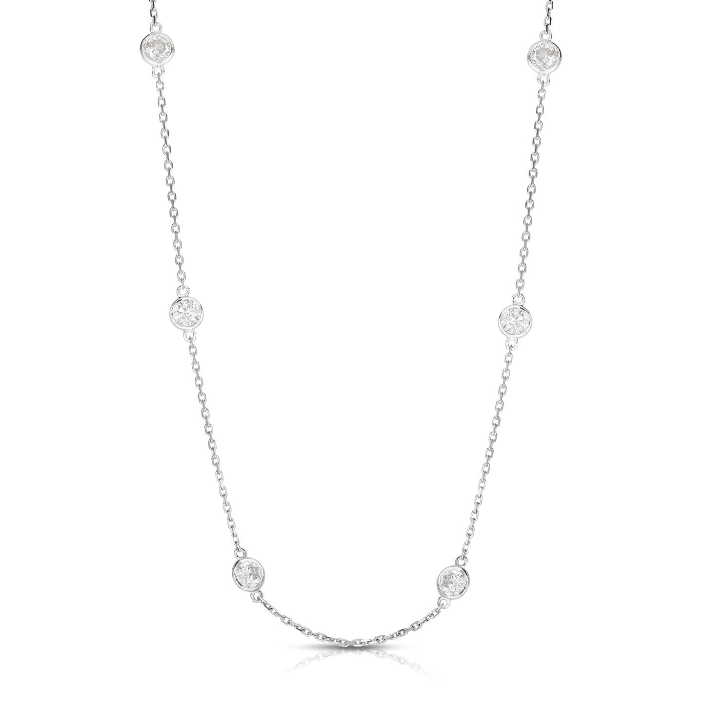 Diamond By The Yard Necklace - 14K White Gold with Diamonds by The Jewelry Addict