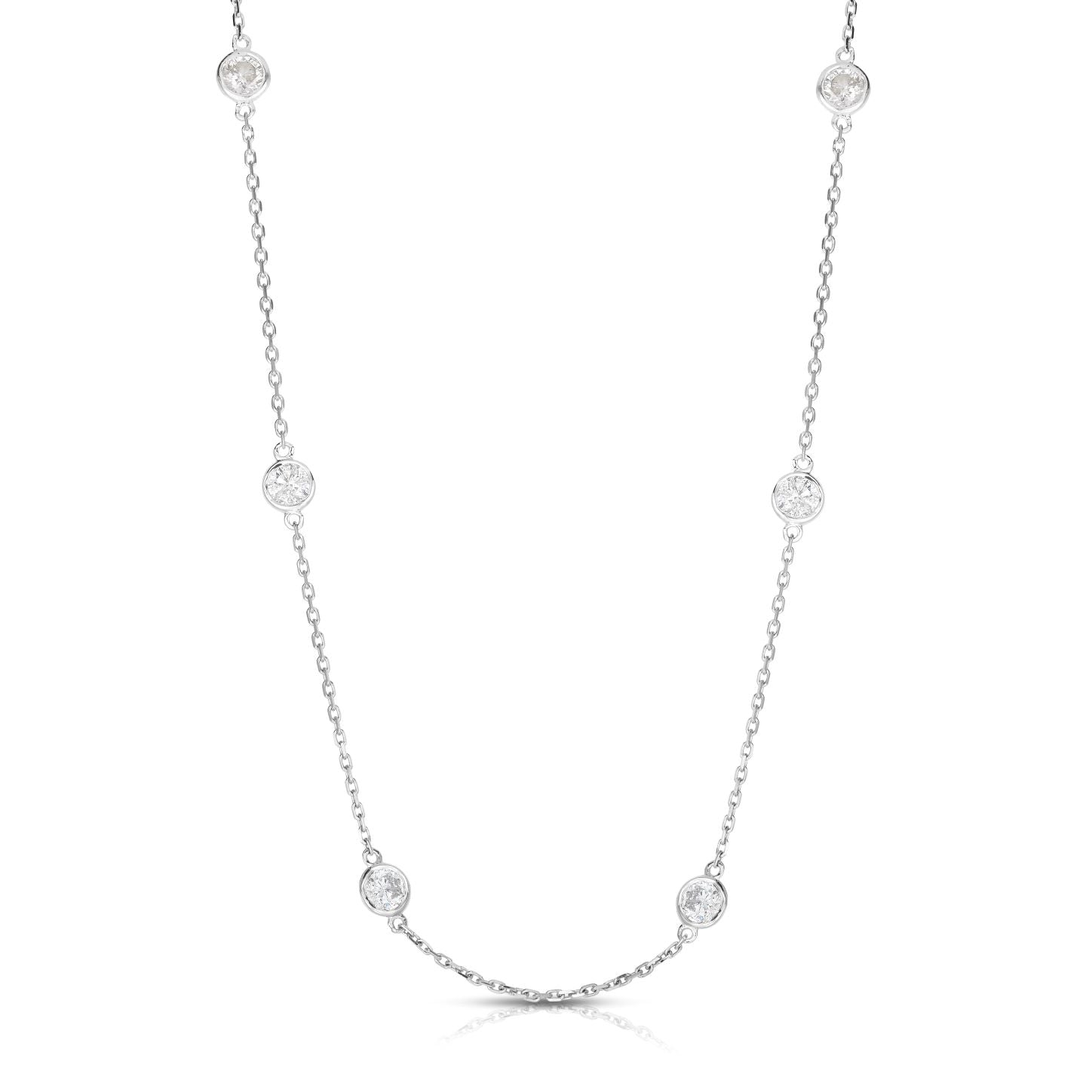 Diamond By The Yard Necklace - 14K White Gold with Diamonds by The Jewelry Addict