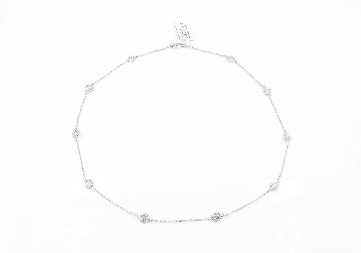 Diamond By The Yard Necklace - 14K White Gold with 10 Diamonds by The Jewelry Addict