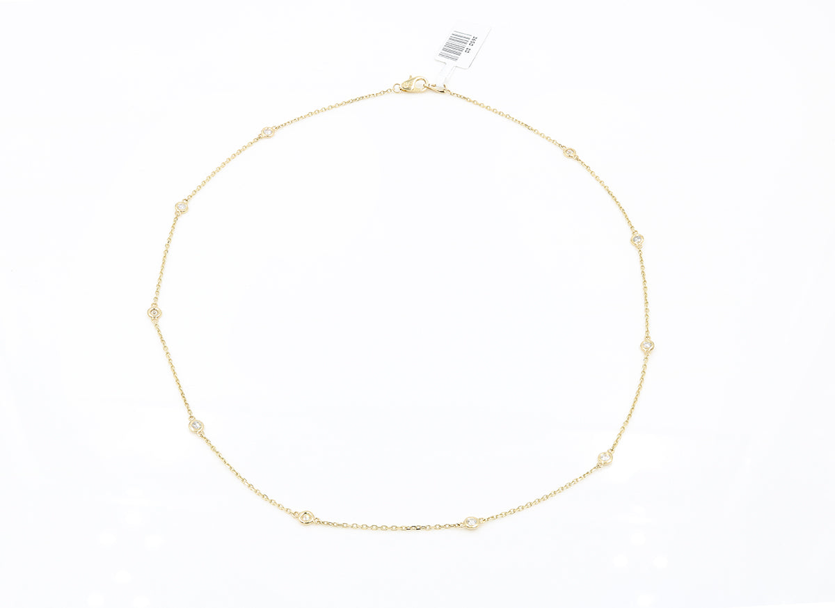 Diamond By The Yard Necklace - 14K Yellow Gold with 10 Diamonds by The Jewelry Addict