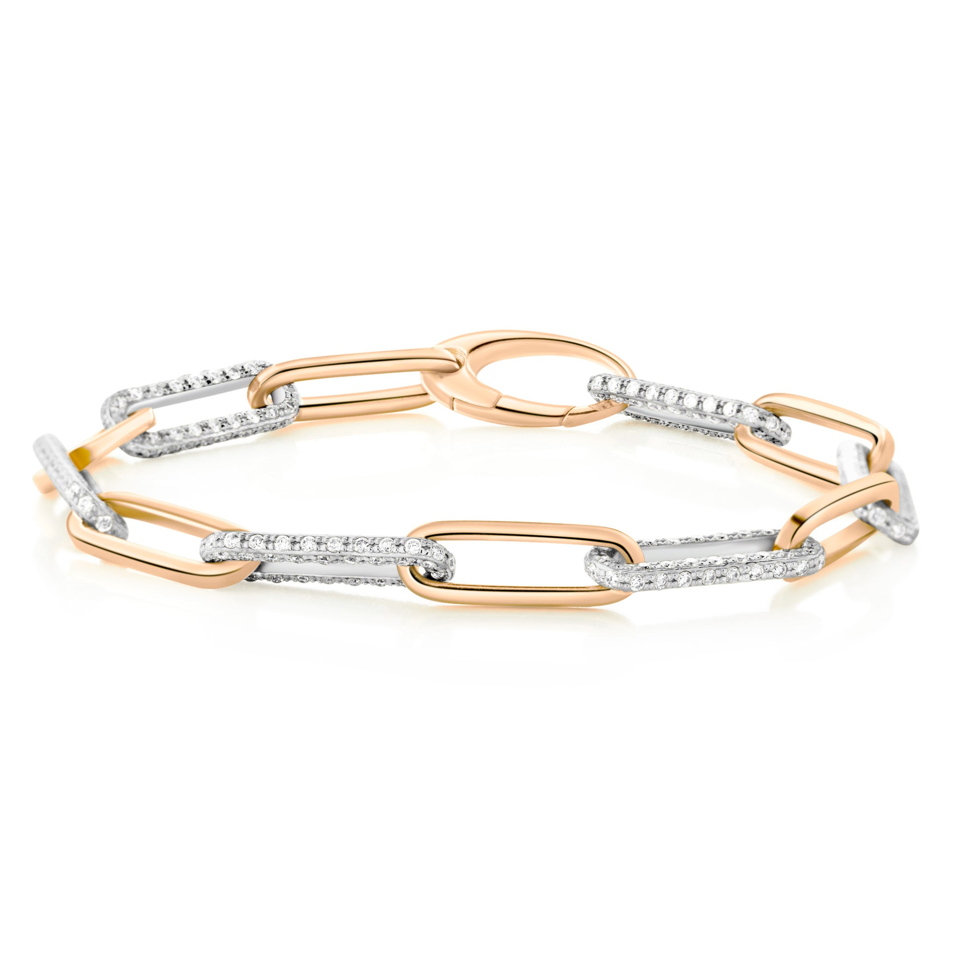 Paper Clip Bracelet - 14K Gold with 6 Diamond-Studded Links | The Jewelry Addict