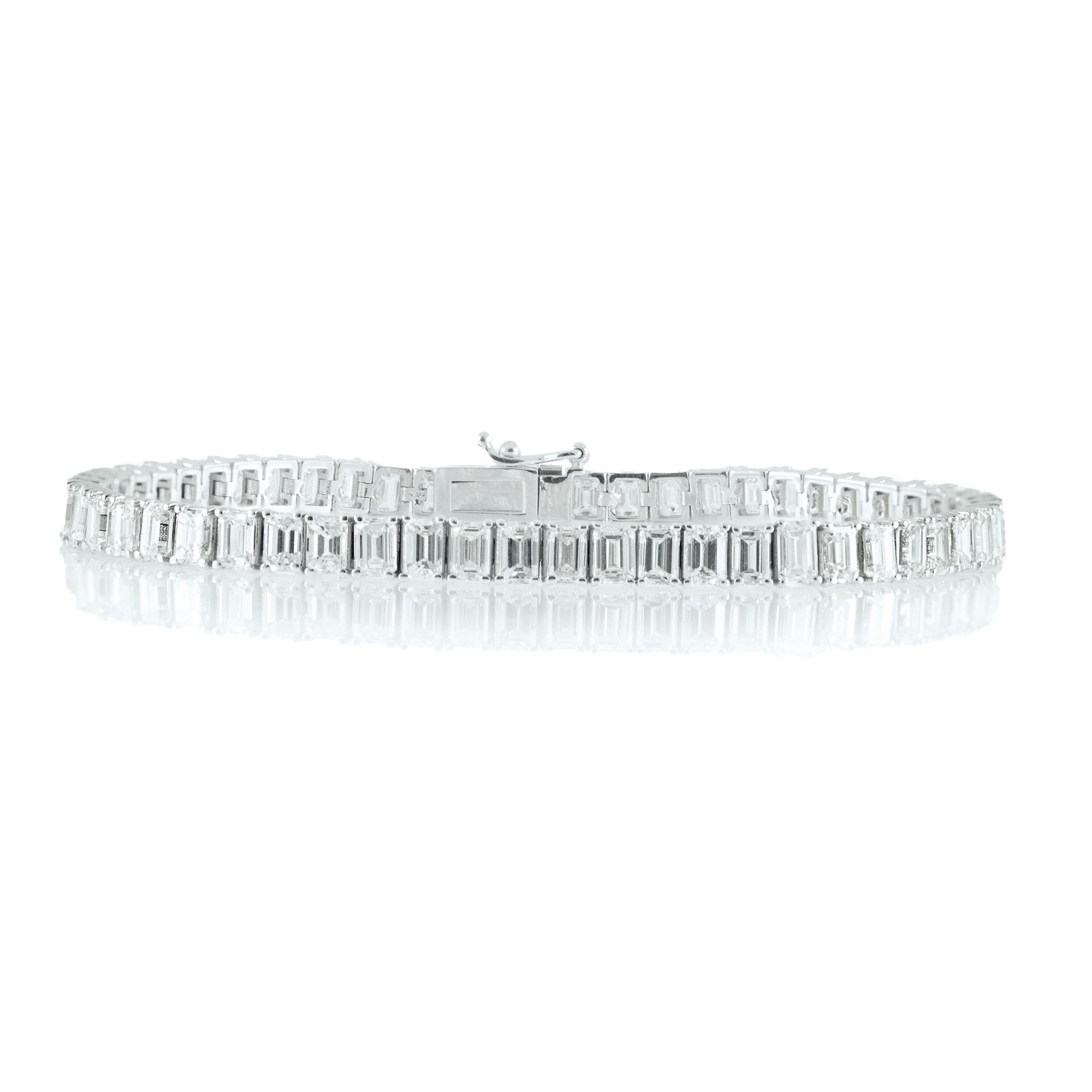 Emerald Cut Tennis Bracelet - 11ct in 18K White Gold by The Jewelry Addict